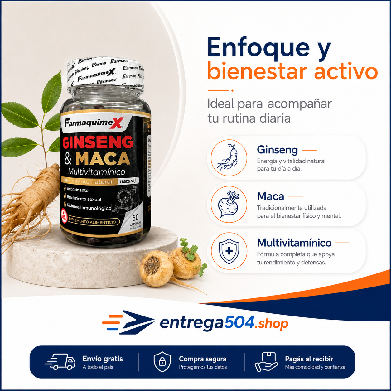 Multivitamínico de Ginseng y Maca — 60 Cápsulas