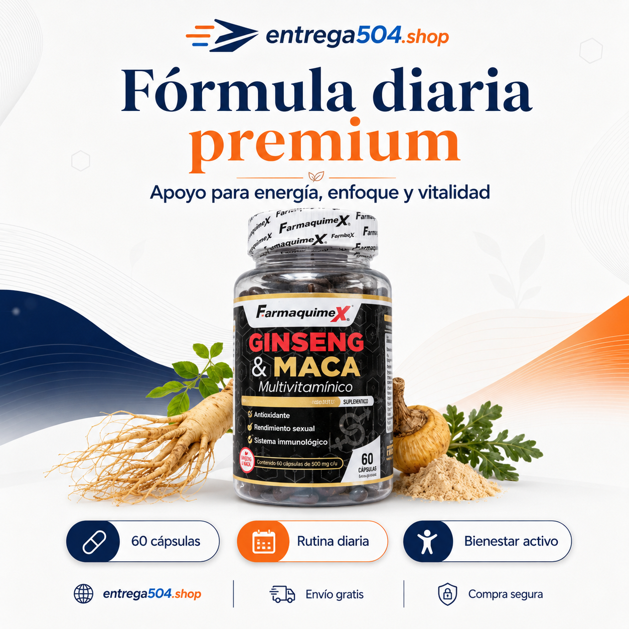 Multivitamínico de Ginseng y Maca — 60 Cápsulas