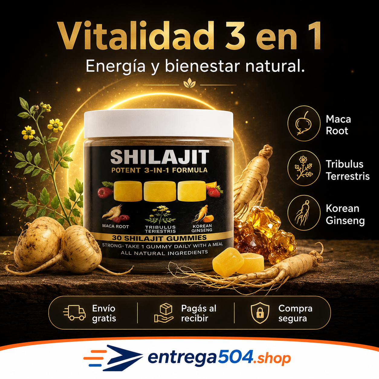 Gomitas de Shilajit Puro del Himalaya — Pack 30 Gomitas